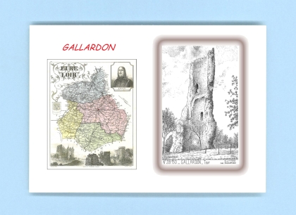 Cartes Postales impression Noir avec dpartement sur la ville de GALLARDON Titre : tour
