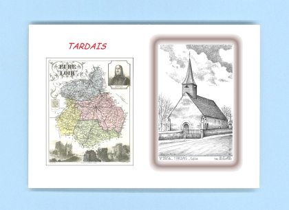 Cartes Postales impression Noir avec dpartement sur la ville de TARDAIS Titre : eglise