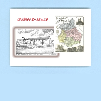 Cartes Postales impression Noir avec dpartement sur la ville de ORGERES EN BEAUCE Titre : maison de la beauce