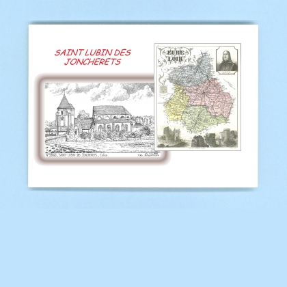 Cartes Postales impression Noir avec dpartement sur la ville de ST LUBIN DES JONCHERETS Titre : eglise