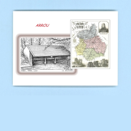 Cartes Postales impression Noir avec dpartement sur la ville de ARROU Titre : lavoir
