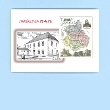 Cartes Postales impression Noir avec dpartement sur la ville de ORGERES EN BEAUCE Titre : mairie