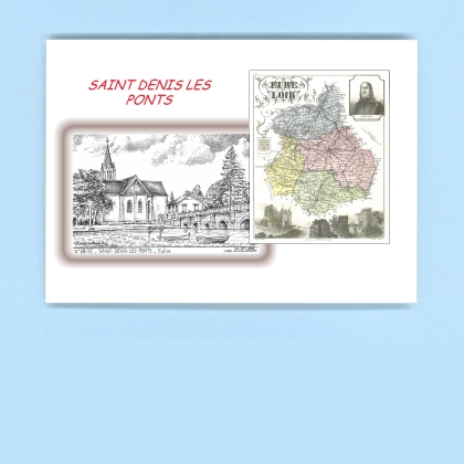 Cartes Postales impression Noir avec dpartement sur la ville de ST DENIS LES PONTS Titre : eglise