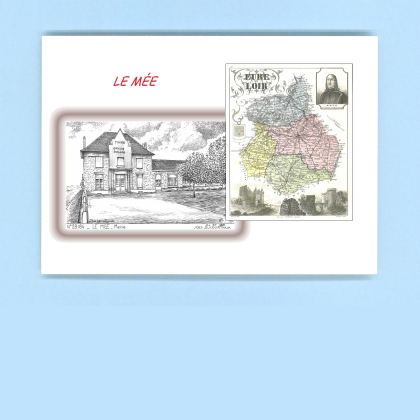 Cartes Postales impression Noir avec dpartement sur la ville de LE MEE Titre : mairie