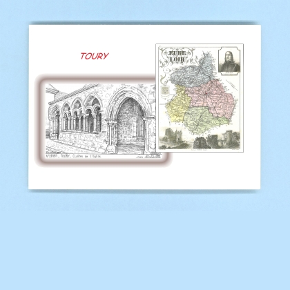 Cartes Postales impression Noir avec dpartement sur la ville de TOURY Titre : cloitre de l eglise