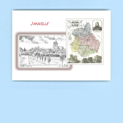 Cartes Postales impression Noir avec dpartement sur la ville de JANVILLE Titre : vue
