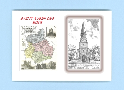 Cartes Postales impression Noir avec dpartement sur la ville de ST AUBIN DES BOIS Titre : eglise