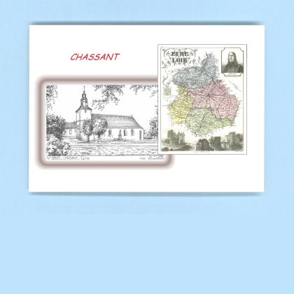 Cartes Postales impression Noir avec dpartement sur la ville de CHASSANT Titre : eglise