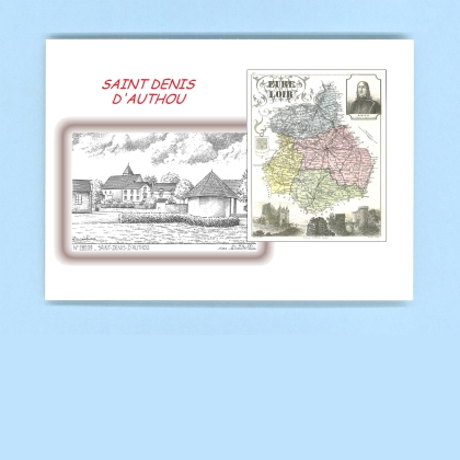 Cartes Postales impression Noir avec dpartement sur la ville de ST DENIS D AUTHOU Titre : vue