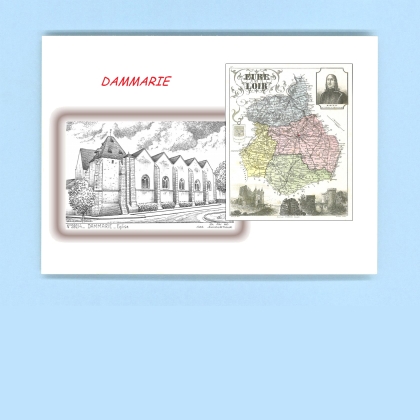 Cartes Postales impression Noir avec dpartement sur la ville de DAMMARIE Titre : eglise