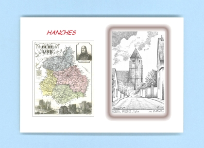 Cartes Postales impression Noir avec dpartement sur la ville de HANCHES Titre : eglise