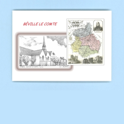 Cartes Postales impression Noir avec dpartement sur la ville de BEVILLE LE COMTE Titre : eglise