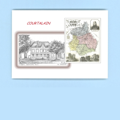 Cartes Postales impression Noir avec dpartement sur la ville de COURTALAIN Titre : mairie