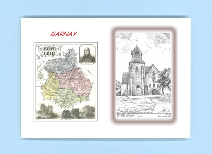 Cartes Postales impression Noir avec dpartement sur la ville de GARNAY Titre : eglise
