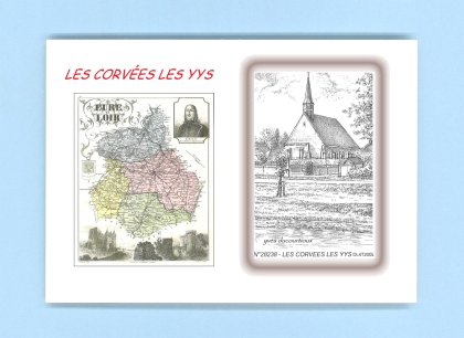 Cartes Postales impression Noir avec dpartement sur la ville de LES CORVEES LES YYS Titre : vue