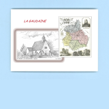 Cartes Postales impression Noir avec dpartement sur la ville de LA GAUDAINE Titre : eglise