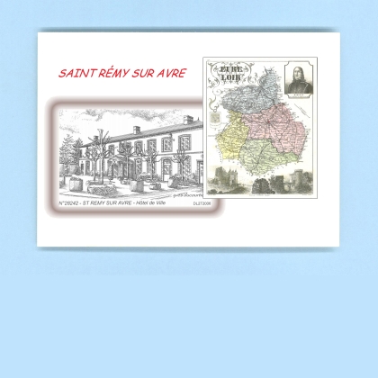 Cartes Postales impression Noir avec dpartement sur la ville de ST REMY SUR AVRE Titre : hotel de ville