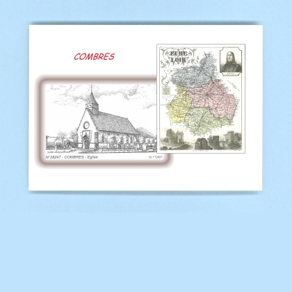 Cartes Postales impression Noir avec dpartement sur la ville de COMBRES Titre : eglise