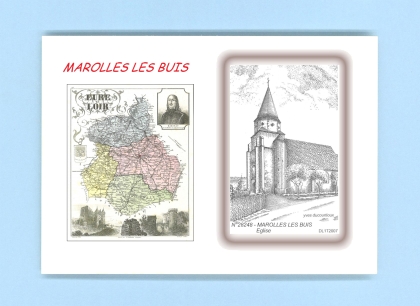 Cartes Postales impression Noir avec dpartement sur la ville de MAROLLES LES BUIS Titre : eglise