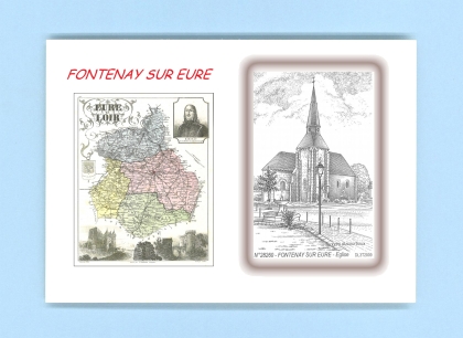 Cartes Postales impression Noir avec dpartement sur la ville de FONTENAY SUR EURE Titre : eglise