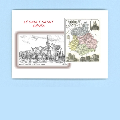 Cartes Postales impression Noir avec dpartement sur la ville de LE GAULT SAINT DENIS Titre : eglise