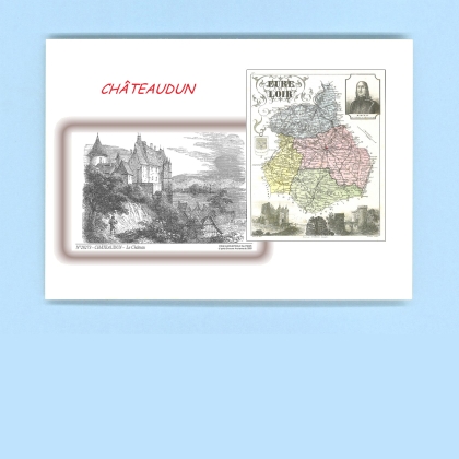 Cartes Postales impression Noir avec dpartement sur la ville de CHATEAUDUN Titre : le chateau