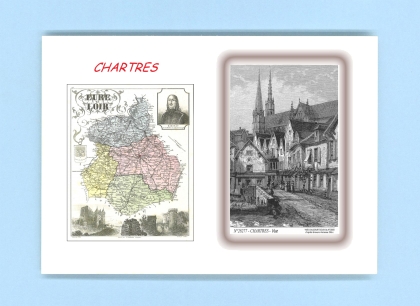 Cartes Postales impression Noir avec dpartement sur la ville de CHARTRES Titre : vue