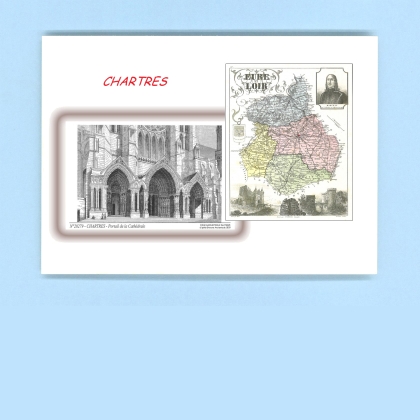 Cartes Postales impression Noir avec dpartement sur la ville de CHARTRES Titre : portail de la cathedrale