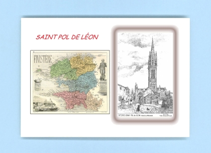Cartes Postales impression Noir avec dpartement sur la ville de ST POL DE LEON Titre : eglise du kreisker