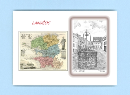 Cartes Postales impression Noir avec dpartement sur la ville de LANVEOC Titre : vue
