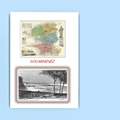 Cartes Postales impression Noir avec dpartement sur la ville de DOUARNENEZ Titre : vue