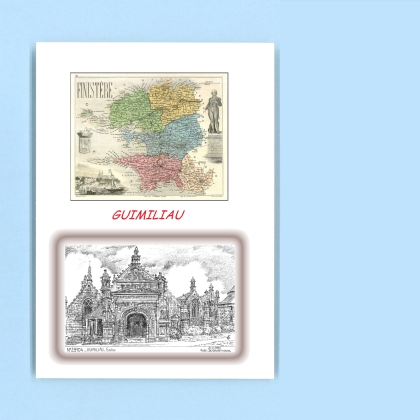 Cartes Postales impression Noir avec dpartement sur la ville de GUIMILIAU Titre : enclos