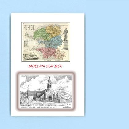 Cartes Postales impression Noir avec dpartement sur la ville de MOELAN SUR MER Titre : chapelle st philibert st roch