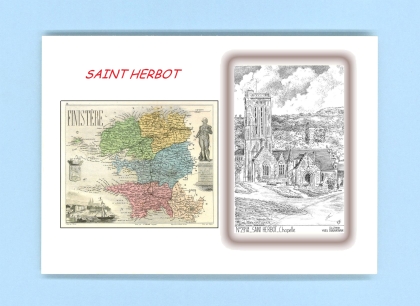 Cartes Postales impression Noir avec dpartement sur la ville de ST HERBOT Titre : chapelle