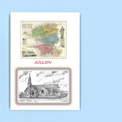 Cartes Postales impression Noir avec dpartement sur la ville de GOULIEN Titre : eglise