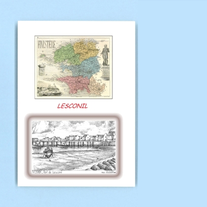 Cartes Postales impression Noir avec dpartement sur la ville de LESCONIL Titre : port de lesconil