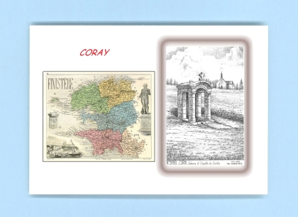 Cartes Postales impression Noir avec dpartement sur la ville de CORAY Titre : fontaine et chapelle garnilis