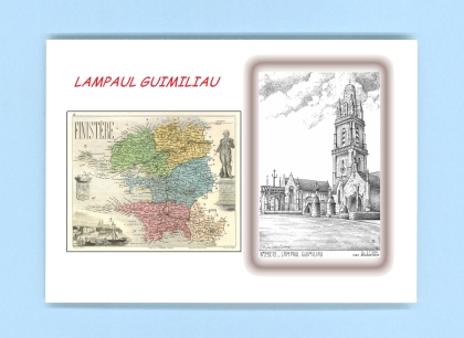 Cartes Postales impression Noir avec dpartement sur la ville de LAMPAUL GUIMILIAU Titre : vue
