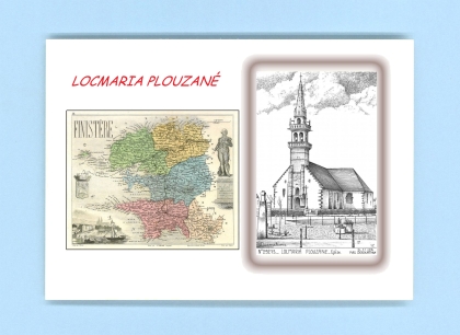 Cartes Postales impression Noir avec dpartement sur la ville de LOCMARIA PLOUZANE Titre : eglise