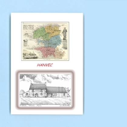Cartes Postales impression Noir avec dpartement sur la ville de HANVEC Titre : mairie