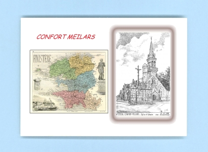 Cartes Postales impression Noir avec dpartement sur la ville de CONFORT MEILARS Titre : eglise et calvaire