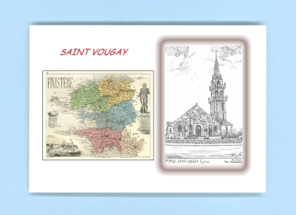 Cartes Postales impression Noir avec dpartement sur la ville de ST VOUGAY Titre : eglise