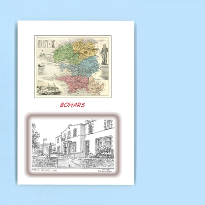 Cartes Postales impression Noir avec dpartement sur la ville de BOHARS Titre : mairie