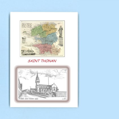 Cartes Postales impression Noir avec dpartement sur la ville de ST THONAN Titre : eglise