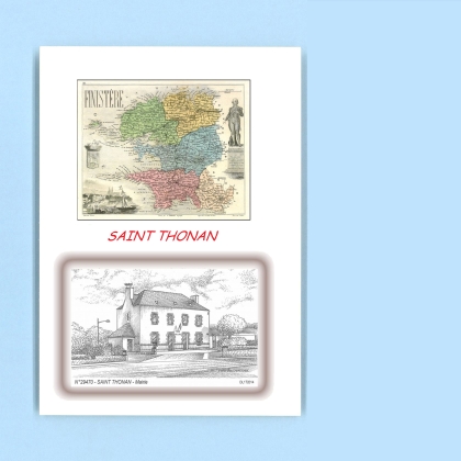 Cartes Postales impression Noir avec dpartement sur la ville de ST THONAN Titre : mairie