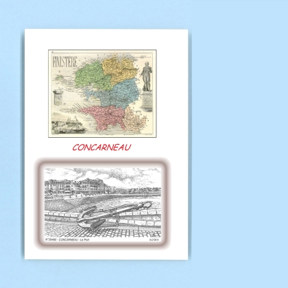 Cartes Postales impression Noir avec dpartement sur la ville de CONCARNEAU Titre : le port