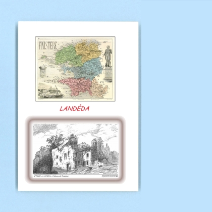 Cartes Postales impression Noir avec dpartement sur la ville de LANDEDA Titre : chateau de tromenec