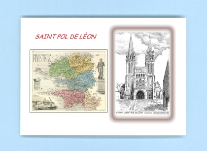 Cartes Postales impression Noir avec dpartement sur la ville de ST POL DE LEON Titre : cathedrale