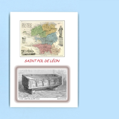 Cartes Postales impression Noir avec dpartement sur la ville de ST POL DE LEON Titre : benitier