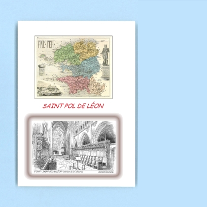 Cartes Postales impression Noir avec dpartement sur la ville de ST POL DE LEON Titre : interieur de la cathedrale